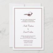 Braun seashell einfache Eleganz Hochzeitsfeier Einladung (Vorderseite)