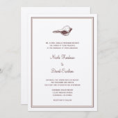 Braun seashell einfache Eleganz Hochzeitsfeier Einladung (Vorne/Hinten)