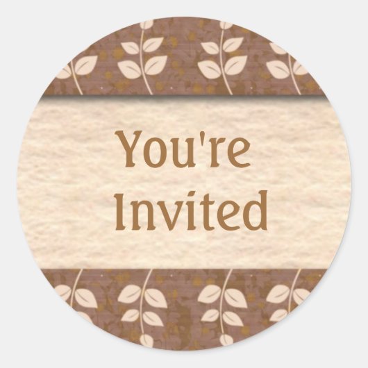 Braun Sie sind eingeladen Umschlag Aufkleber Rundk (Vorderseite)