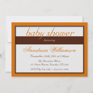 Braun Stripe Orange Babydusche Einladungen