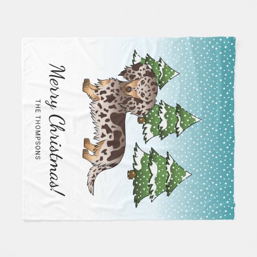 Braun & Tan Daple Langhaar Dackel im Winter Fleecedecke (Vorderseite (Horizontal))