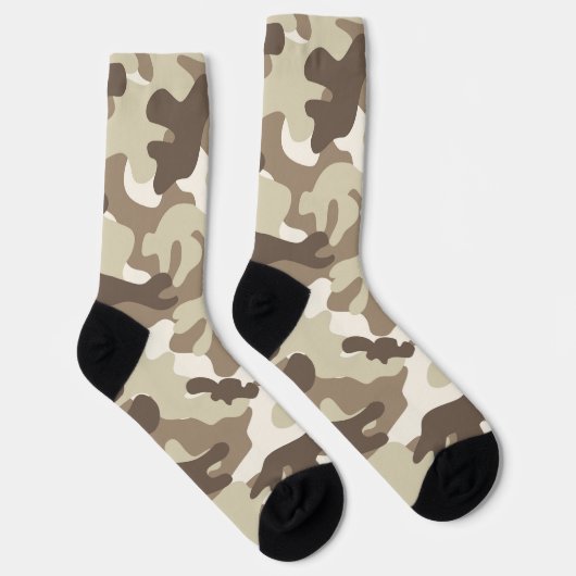 Braun, Tan, Elfenbeinkamouflage Design Socken (Rechts)