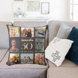Braun taupe individuelle Fotocollage Geburtstag Kissen<br><div class="desc">Ein einzigartiges Geschenk für einen 21. Geburtstag,  das ihr Leben mit einer Collage von 8 Ihrer eigenen Fotos,  Bilder feiert. Personalisieren und geben Sie ihren Namen,  Alter und Datum ein. Eine braune Taupe Hintergrundfarbe,  weißer Text. Der Name ist mit einem modernen handgeschriebenen Stilskript geschrieben.</div>