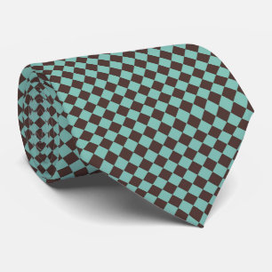 Braun-Teal-Rauten-Karomuster Krawatte