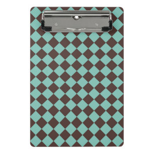 Braun-Teal-Schachbrett-Diamantmuster  Mini Klemmbrett