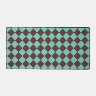 Braun-Teal-Schachbrett-Diamantmuster Schreibtischunterlage