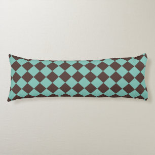 Braun-Teal-Schachbrett-Diamantmuster  Seitenschläferkissen