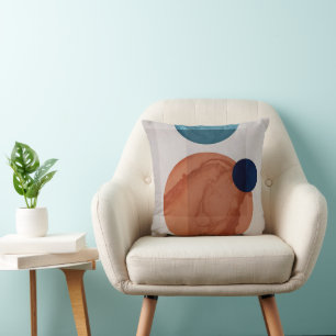 Braun, Teal und Grautöne Geometrischer Bauhaus-Sti Kissen