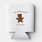 Braun Teddy Bären Babydusche hinzufügen Name Datum Dosenkühler (Rückseite)