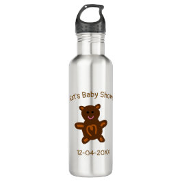 Braun Teddy Bären Babydusche hinzufügen Name Datum Edelstahlflasche