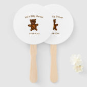 Braun Teddy Bären Babydusche hinzufügen Name Datum Fächer (Vorne und Hinten)