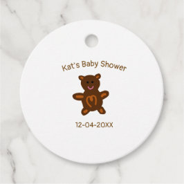 Braun Teddy Bären Babydusche hinzufügen Name Datum Geschenkanhänger