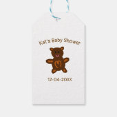Braun Teddy Bären Babydusche hinzufügen Name Datum Geschenkanhänger (Rückseite)