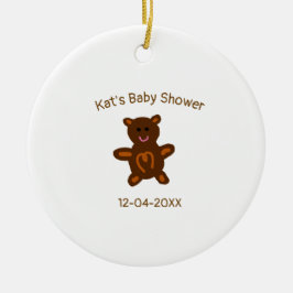 Braun Teddy Bären Babydusche hinzufügen Name Datum Keramik Ornament