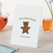 Braun Teddy Bären Babydusche hinzufügen Name Datum Sockelschild (In Situ)