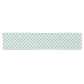 Braun Türkis Aquamarin Blue Ikat Ogee Art Pattern Kurzer Tischläufer (Horizontal)