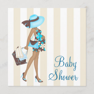 Braun Türkis Blau Babyshower-Einladungen Einladung