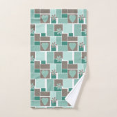 Braun Türkis Patchwork aus quadratischen Flicken Badhandtuch Set (Handtuch)