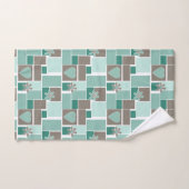 Braun Türkis Patchwork aus quadratischen Flicken Badhandtuch Set (Handtuch)