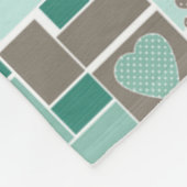 Braun Türkis Patchwork aus quadratischen Flicken  Fleecedecke (Ecke)