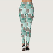 Braun Türkis Patchwork aus quadratischen Flicken Leggings (Rückseite)