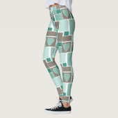 Braun Türkis Patchwork aus quadratischen Flicken Leggings (Links)