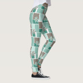 Braun Türkis Patchwork aus quadratischen Flicken Leggings (Rechts)