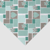 Braun Türkis Patchwork aus quadratischen Flicken Seidenpapier (Ausschnitt)