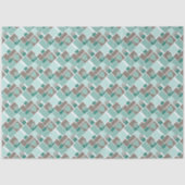 Braun Türkis Patchwork aus quadratischen Flicken Seidenpapier (Vorderseite)