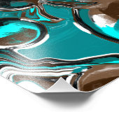 Braun, Türkis und schwarzer Marmororbit Fotodruck (Ecke)