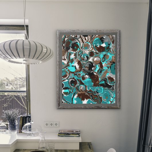 Braun, Türkis und schwarzer Marmororbit Fotodruck