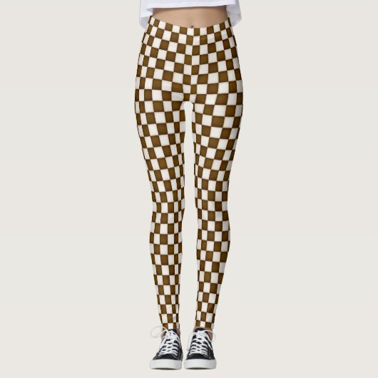 braun und antik weiß kariert leggings (Vorderseite)