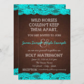 Braun und antike Aquamarine Blaue Hochzeit Einladung (Vorne/Hinten)