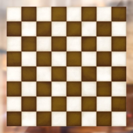 Braun- und antike Weißschachbrettdekor Fensteraufkleber (Blatt 2)