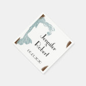 Braun und Aquamarin Art Deco Posh Wedding Napkin Serviette (Ecke)