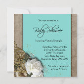 Braun und Aquamarin Blue Ethnic Baby Dusche Einladung (Rückseite)