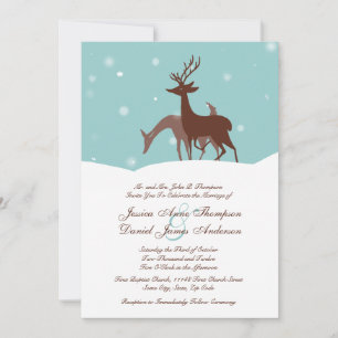 Braun und Aquamariner Winterhirsch Einladung zur H