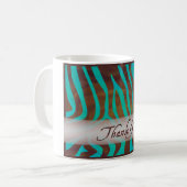 Braun und Aquamarines Zebra-Muster Vielen Dank Kaffeetasse (Vorderseite Links)