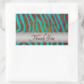 Braun und Aquamarines Zebra-Muster Vielen Dank Rechteckiger Aufkleber (Tasche)