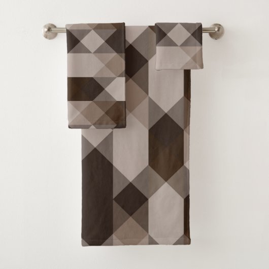 braun und beige geometrisch badhandtuch set (Insitu)
