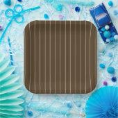 Braun- und Beige gestreifte Pappteller - 23 cm  (Party)