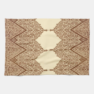 Braun und Beige Indische Spitze Vintage Design Mus Handtuch