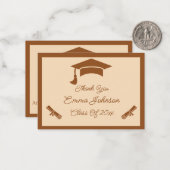 Braun und Beige individuelle Abschluss Vielen Dank Mitteilungskarte (Vorderseite/Rückseite Beispiel)