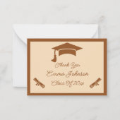 Braun und Beige individuelle Abschluss Vielen Dank Mitteilungskarte (Vorderseite)