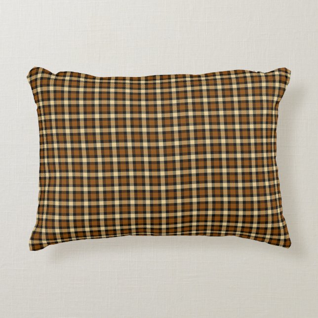 braun und beige Kariert Dekokissen (Vorderseite)
