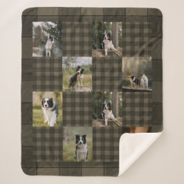 Braun und Beige Karo 8 Foto-Collage Sherpadecke
