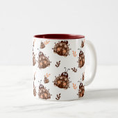Braun und Beige Ladybug und Muster für Blume Zweifarbige Tasse (VorderseiteRechts)