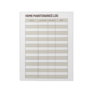 Braun und Beige Minimalistische Hauswartungs-Logbu Notizblock