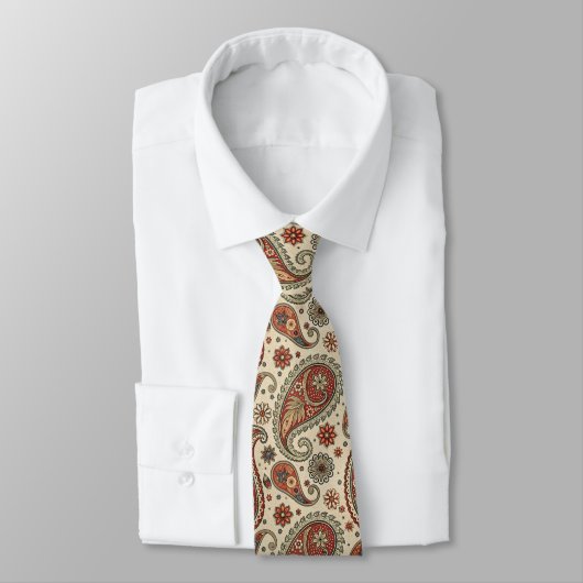 Braun und beige Paisley Krawatte (Gebunden)