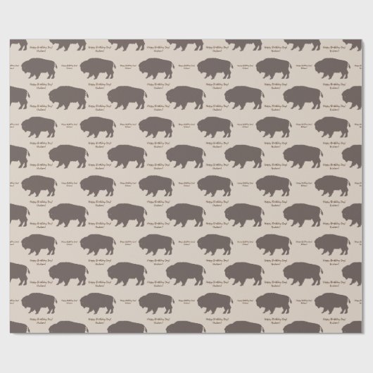 Braun und Beige Tan Rustic Buffalo Custom Message Geschenkpapier (Flach)